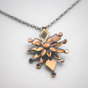 Georgian Vauxhall Glass Starburst Pendant Necklace / Autumnal Snowflake