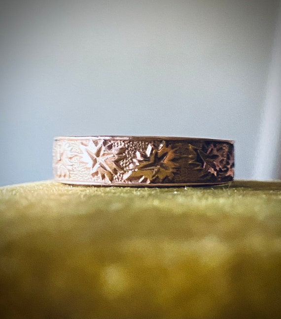 Victorian Embossed Rose Gold Cigar Band Eternity L