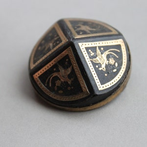 Large Victorian Pique Inlaid Brooch with Peacock Bird Motif