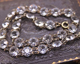 Antique Victorian Paste Riviere Collar / Diamond Paste Choker / Bridal Jewelry
