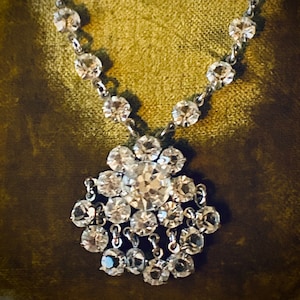 Antique 1920s Open Back Paste Floral Medallion Necklace/ Roaring Twenties Wedding Necklace