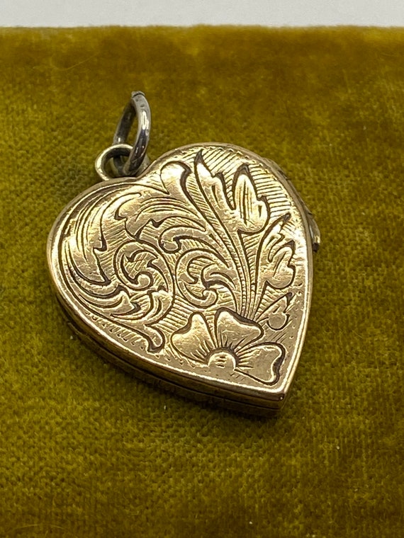 Victorian Engraved Heart Double Locket / Antique H