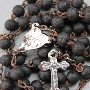 RARE St Wilgefortis Antique French Bois Durci Relic Rosary / Bearded Lady / Crucified Woman image 5