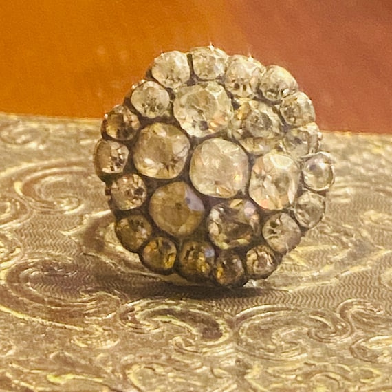 Georgian Cushion Cut Black Dot Paste Cluster Ring Size 6