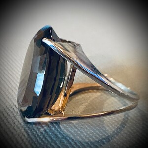 Large Mid-Century Modern Smoky Quartz Sterling Statement Ring image 8