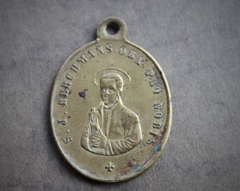 1800s Saint John Berchmans Religious Medal / Antique Catholic Relic Medal / Antique Miraculous Medal / Our Lady of Grace