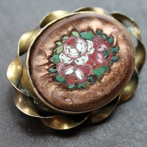 Large Victorian Aventurine Goldstone Pietra Dura Micro Mosaic Brooch