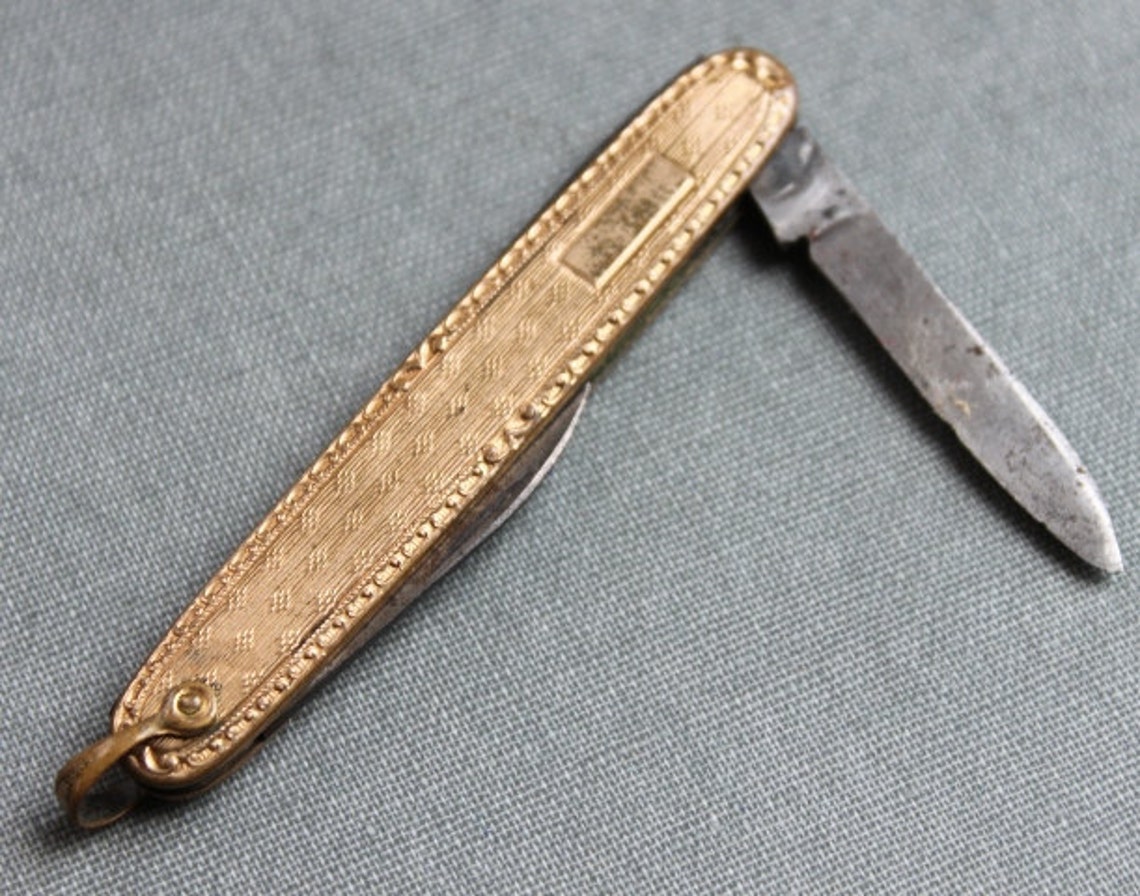 Antique A&Z Hayward Gold Filled Pocket Knife Watch Chain Fob Etsy