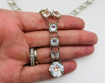 Antique Victorian Riviere Jeweled Necklace / Diamond Paste Open Backed Lariat Necklace