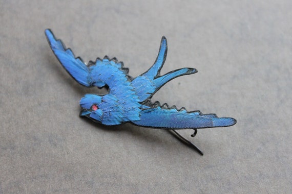 RARE Antique Qing Dynasty Chinese Kingfisher Feat… - image 4