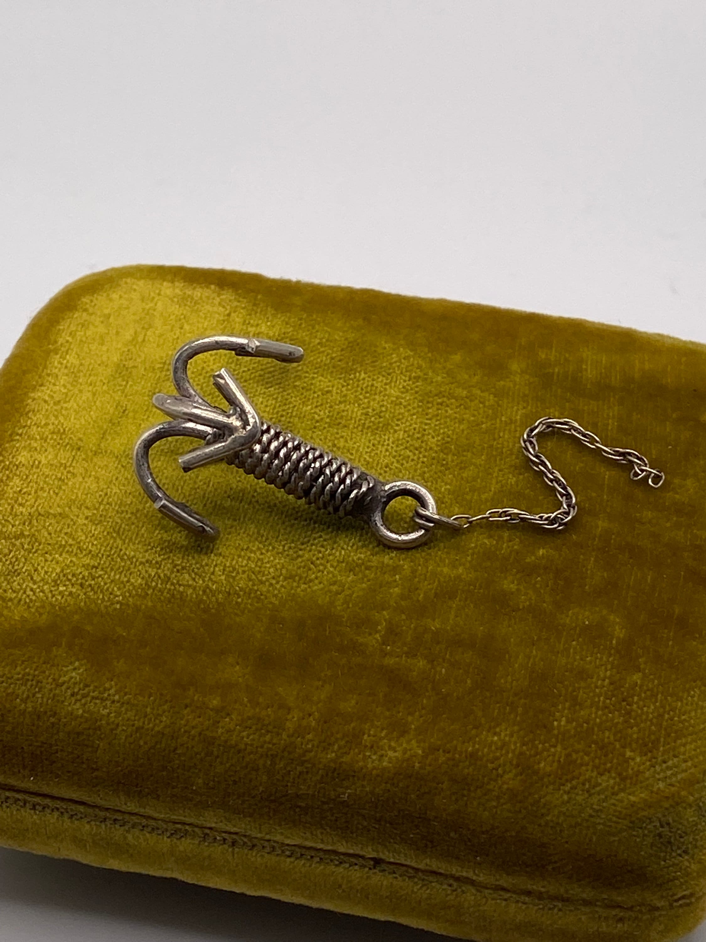 1800s Sterling Whaling 4 Prong Barbed Grappling Hook Watch Fob