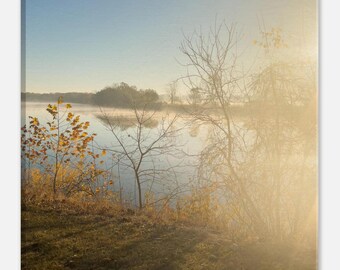 Toile Foggy River – Art mural nature, photo Maumee River