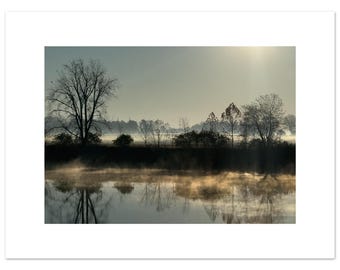 Impression Foggy Maumee River – Art mural Serene Nature, Ohio Photo