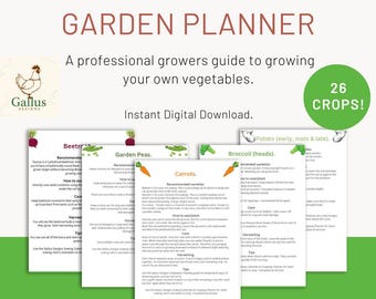 Vegetable Garden Planner Printable: Grow Guide with 26 Crops (PDF)