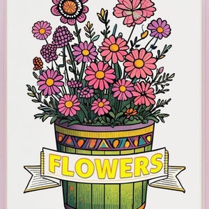 Flowers colouring book for adults or children