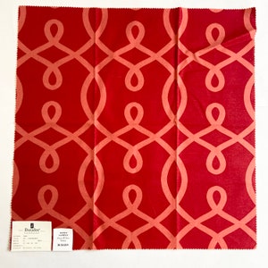 Duralee Geometric Trellis Pink Red Strawberry Walton Robert Allen, High end, luxury, designer sample, remnant