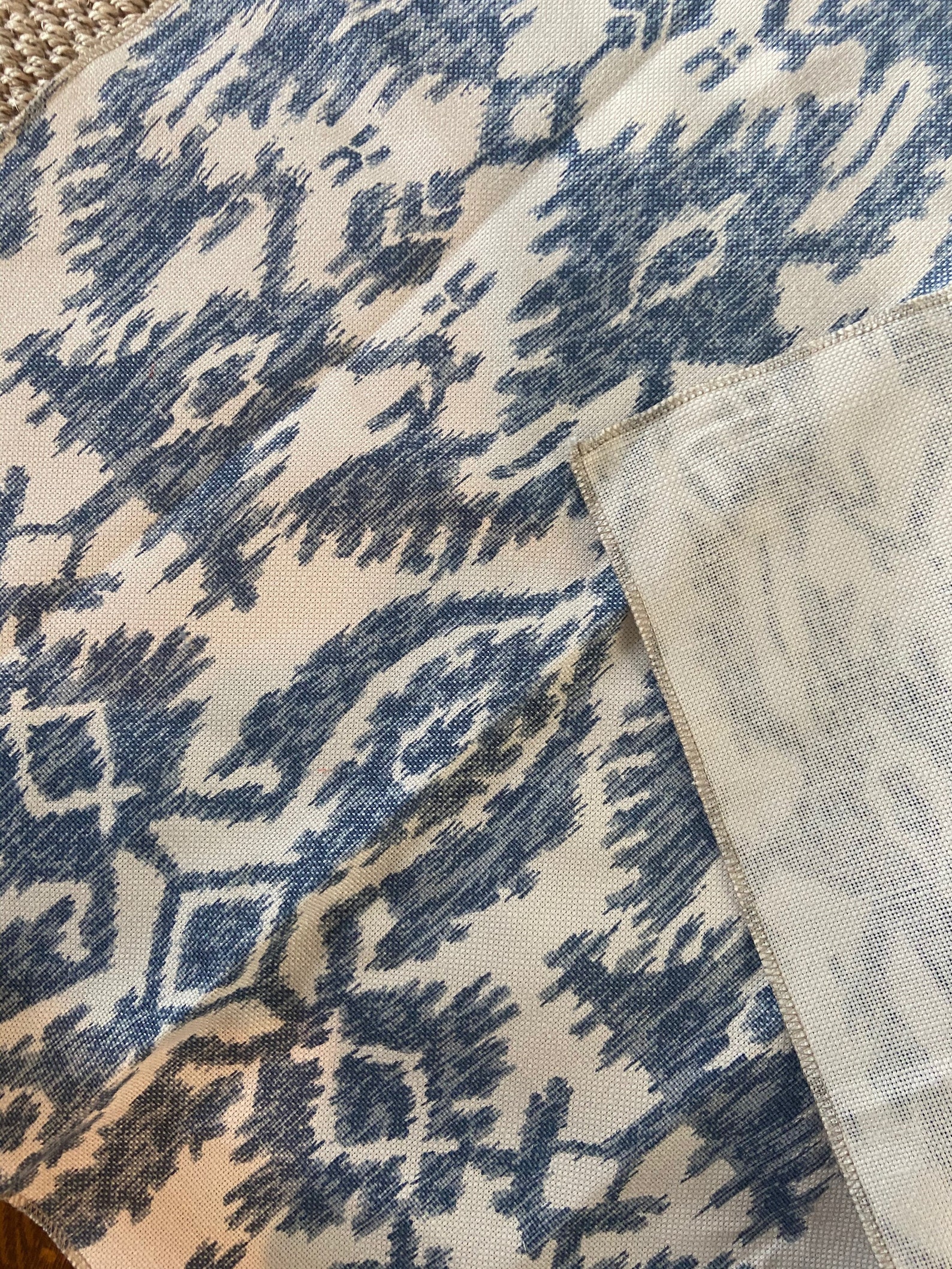 Thibaut Blue & White Ikat Fabric Sample Remnant High-end - Etsy
