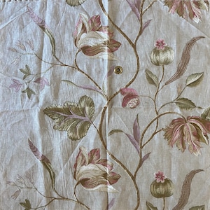 Luxury upholstery fabric sample/remnant embroidered neutral florals 24” W x 24” L