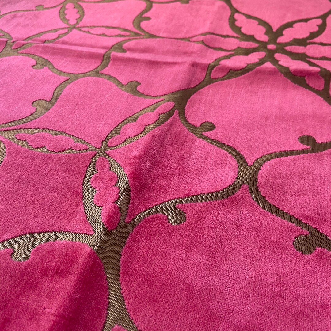 Harlequin, Zoffany Pasha Velvet Fabric Sample Remnant Purple Gold, High