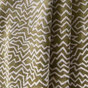 Designer Fabric Zig Zag Green 25.5”W x 30” L, Luxury, high-end, designer remnant sample velvet