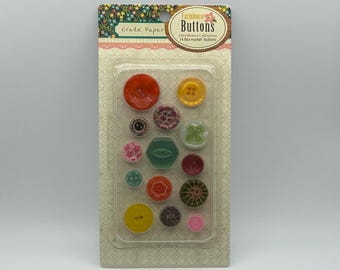 Crate Paper Farmhouse Buttons – 14 Vintage-Style Buttons for Crafting & Sewing