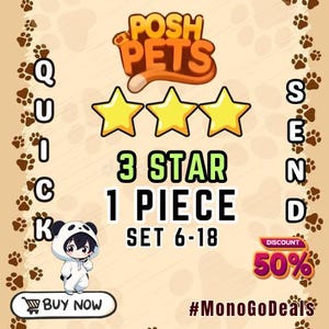 Monopoly Go! | 3-Star Sticker | 1 Piece | POSH PETS Album (All Available) | Fast Delivery