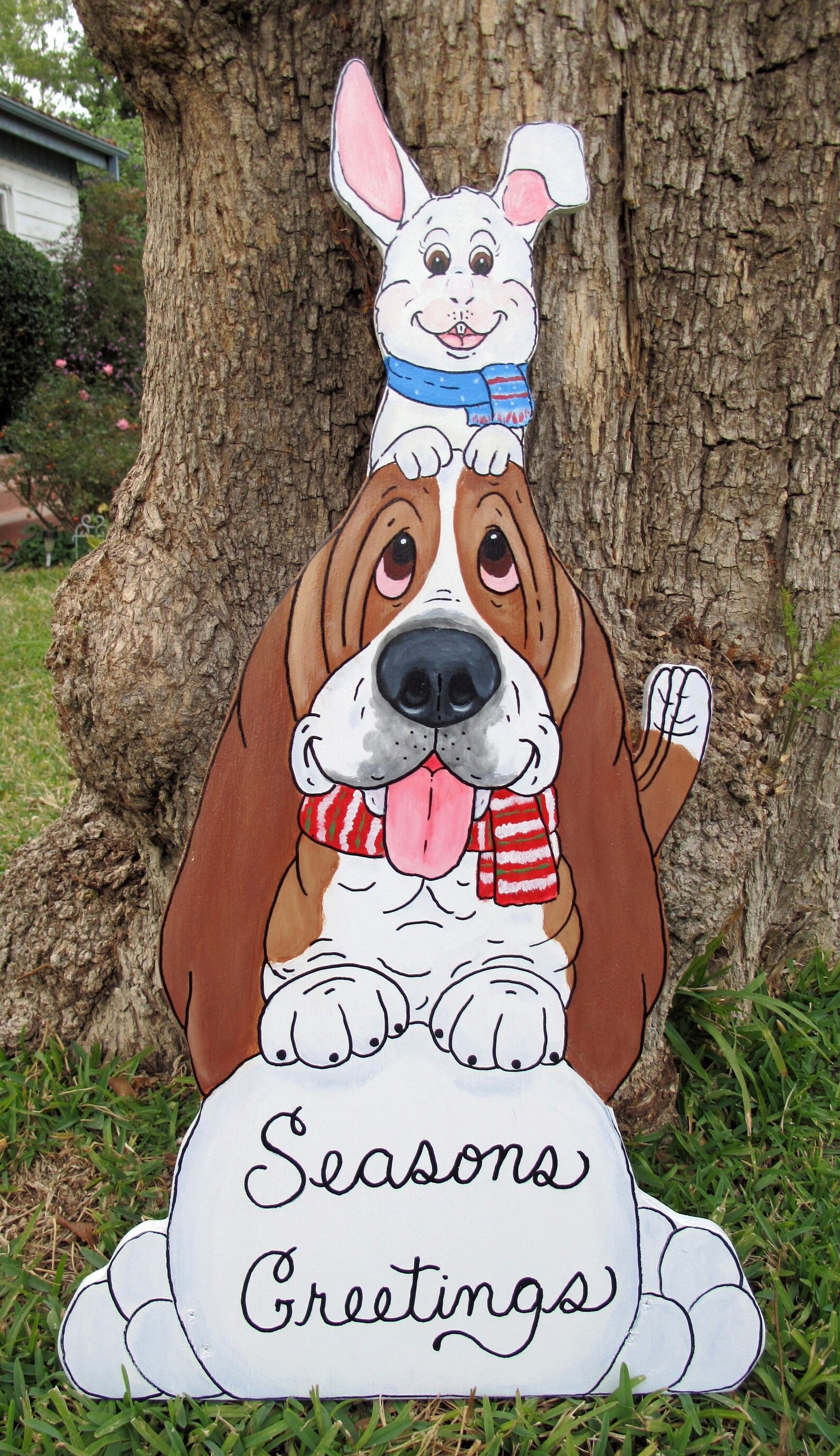 Hand Painted Basset Hound Yard Art seasons Etsy