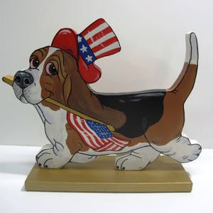 Made-to-Order Hand Painted Basset Hound Table Top Art - &quot;The Patriot&quot; Tri-color