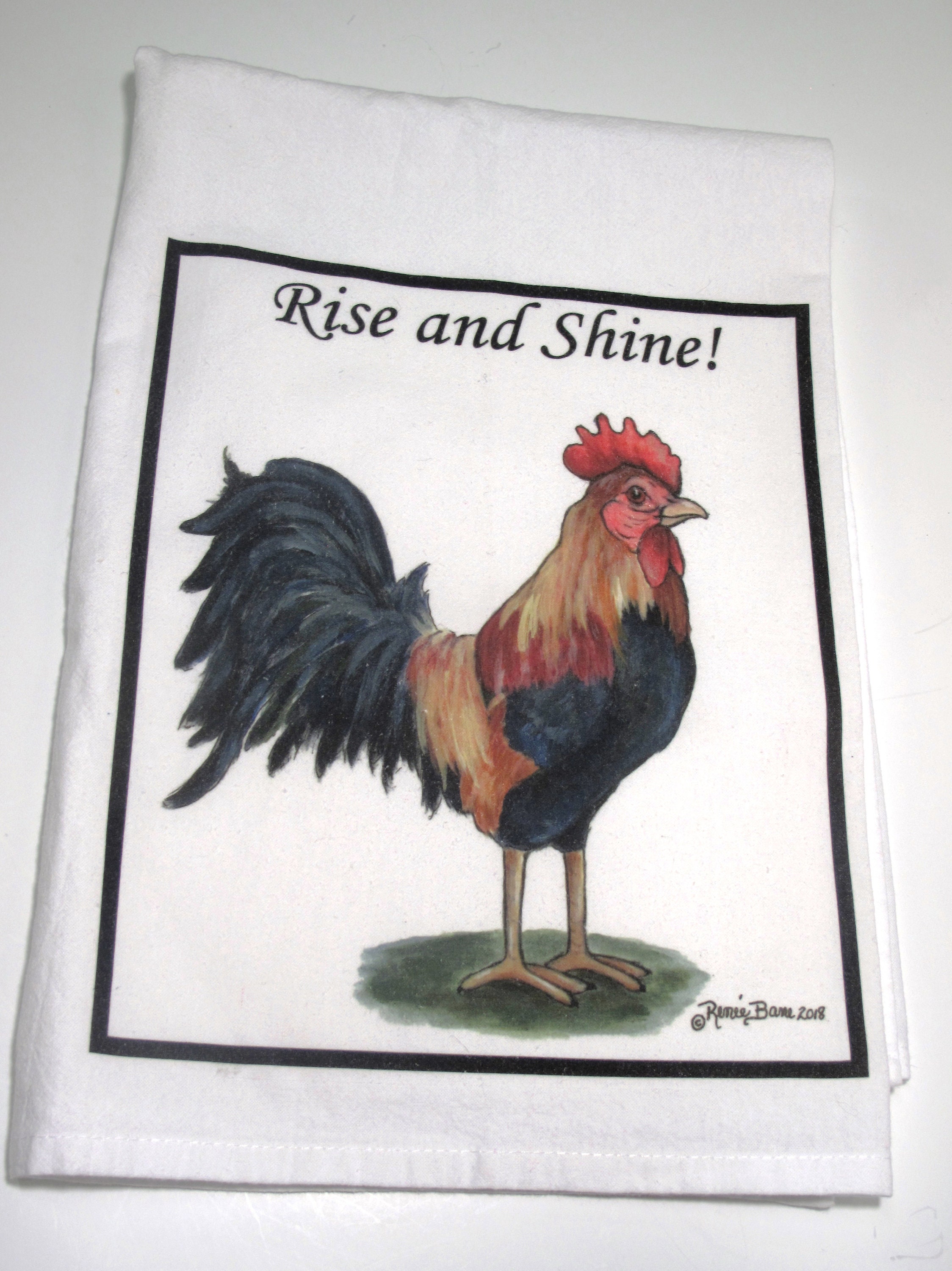 ROOSTERS Large 28x33 Flour Sack Towel Bar Kitchen Gift Organic