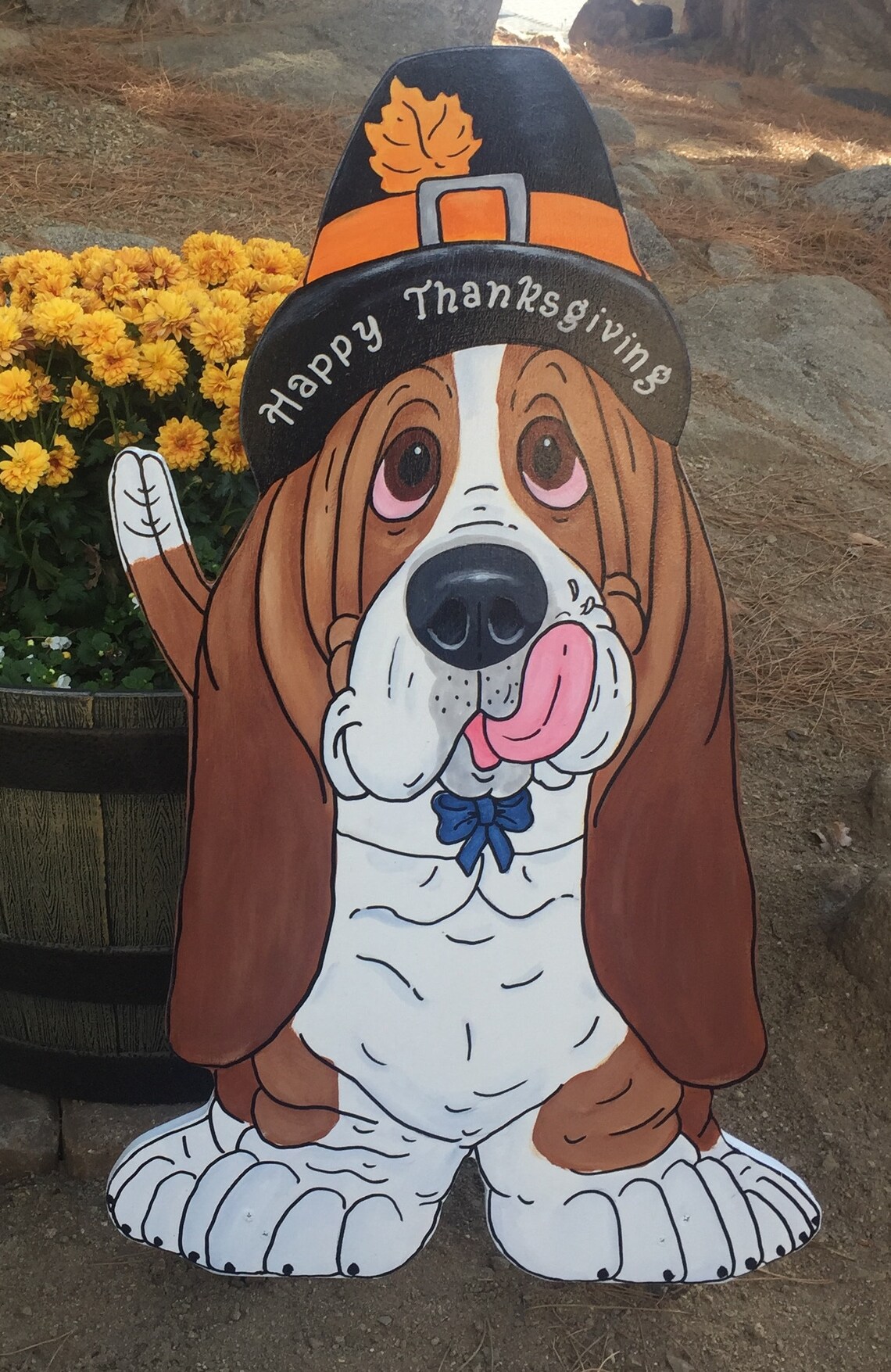Basset Hound Yard Art happy Thanksgiving Etsy