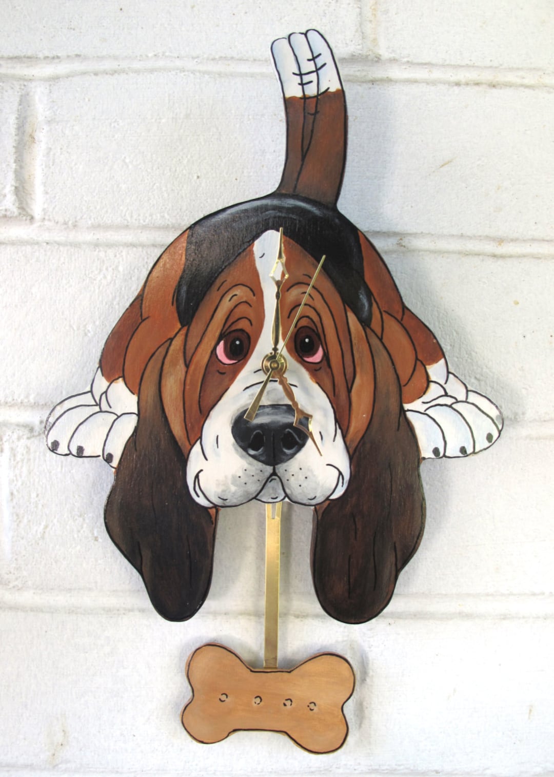 Hand Painted Basset Hound Pendulum Clock Tri Color Etsy