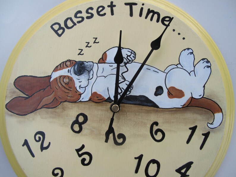 Made to Order Hand Painted Basset Hound Clock Basset Time... image 2