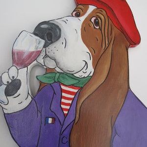 Made-to-order Hand Painted Basset Hound Wall Art Rene the Wine Connoisseur image 2