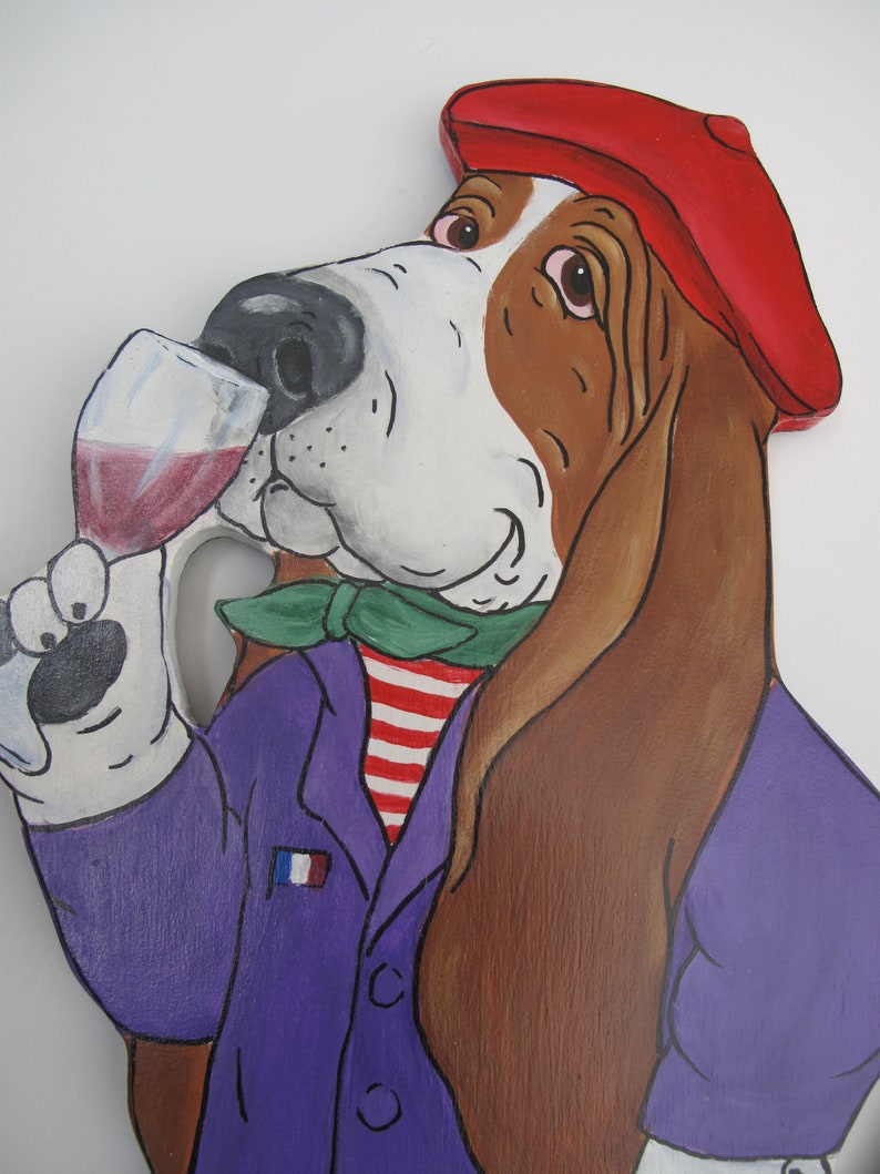 Made-to-order Hand Painted Basset Hound Wall Art Rene the Wine Connoisseur image 2