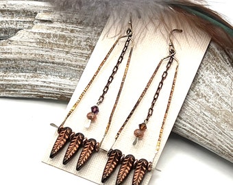 Long Boho Earrings, Handcrafted Ladies Earrings, Bohemian Style, Gifts for Her