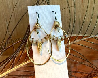 Original Wearable Art Jewelry, White Gold Earrings, Hand-forged Hoop Earrings,