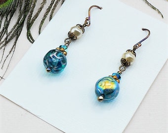 Turquoise and Pearl Earrings, Dangle and Drop Earrings, Coordinating Jewelry, Gifts for Her