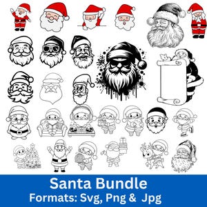 Weihnachtsmann Bundle, Weihnachtsmann Silhouette, Weihnachtsmann Clipart Png, Weihnachtsmann Gesicht SVG, Vintage Weihnachtsmann svg, alte Schulweihnachtsvater weihnachten