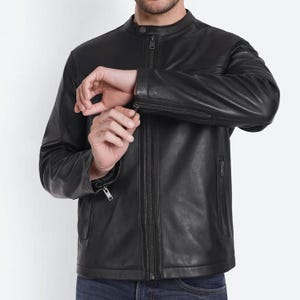 Genuine Mens Real Leather Jacket Finest Hand Crafted Classic Original Luxury Sheepskin Uniform Leather Jacket In All Size Gift For Him