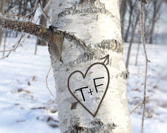 Tree Carved Initials - Etsy