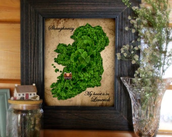 My Heart is in Ireland, personalized art print, Irish wedding, Irish anniversary, Irish birthday, Irish family name, Irish housewarming gift