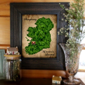 My Heart is in Ireland, personalized art print, Irish wedding, Irish anniversary, Irish birthday, Irish family name, Irish housewarming gift image 1