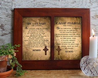 Prayers in Irish language, Our Father, Hail Mary, Irish Gaelic language, Irish language prints, prayers in Irish Gaelic, Ireland, Irish gift