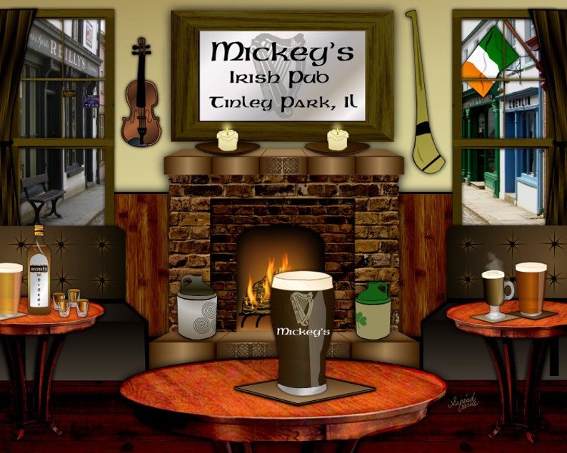 Irish Pub, personalized bar art, Slainte, Irish bar art, Irish wedding gift, Irish man cave,Irish birthday,Irish anniversary,St Patricks Day image 1