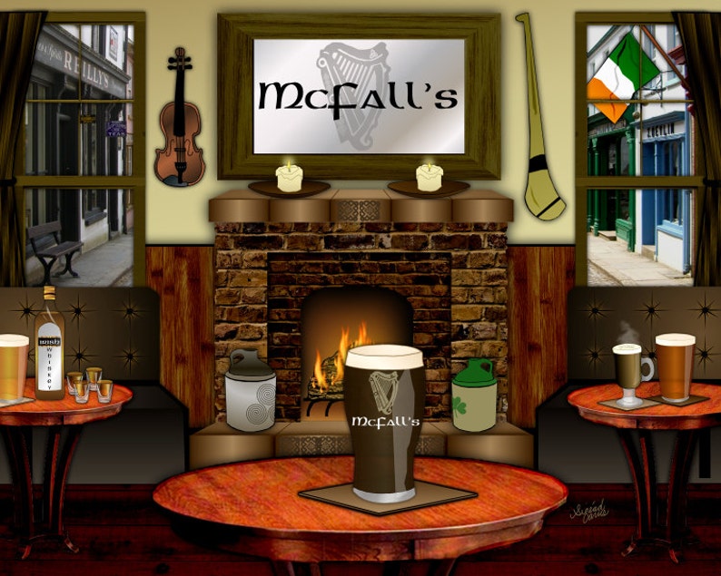 Irish Pub, personalized bar art, Slainte, Irish bar art, Irish wedding gift, Irish man cave,Irish birthday,Irish anniversary,St Patricks Day image 4