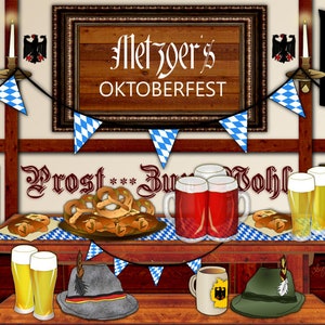 German Beer Hall, personalized art, home bar print, Bavarian bier, German wedding, housewarming gift, prost, Oktoberfest, Germany bar, pub image 3