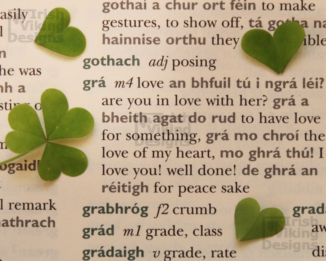 Irish Valentine love in Irish Gaelic language Irish Wedding Etsy