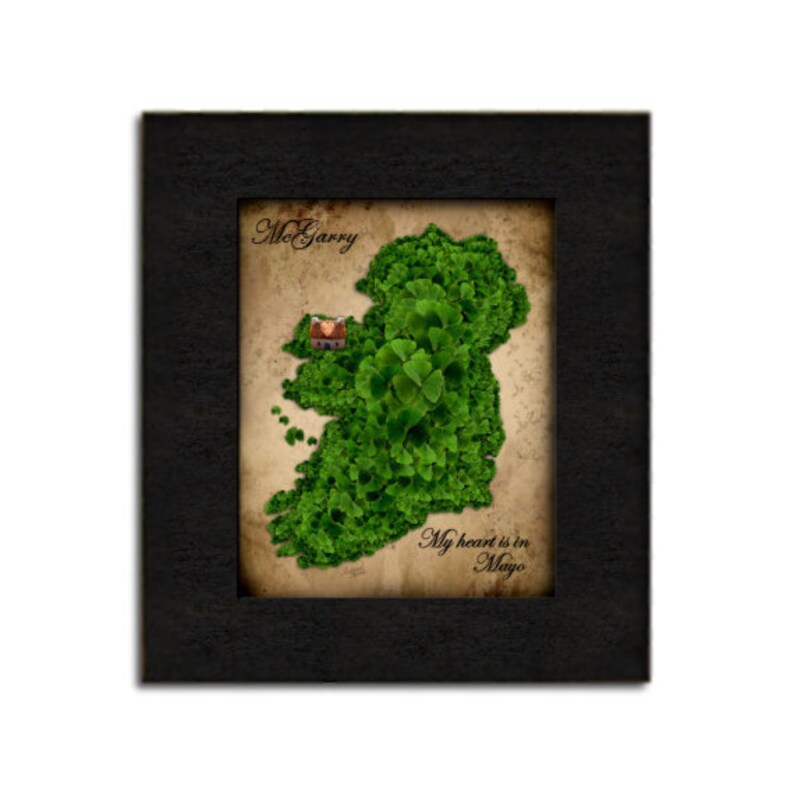 My Heart is in Ireland, personalized art print, Irish wedding, Irish anniversary, Irish birthday, Irish family name, Irish housewarming gift image 3
