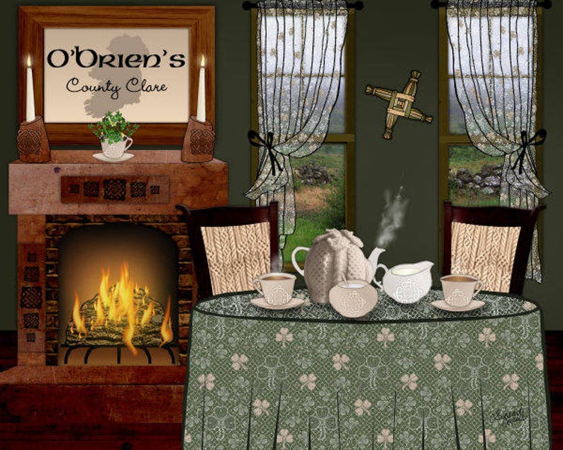 Irish Kitchen Print Personalized Art Print Irish Tea Room Etsy