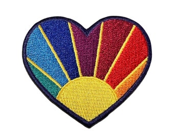 Sunshine and Rainbows Embroidered Heart Patch